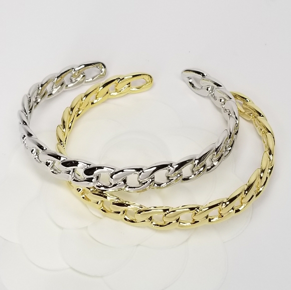 NEW Chain Links Open Cuff Bracelet Bangle - Picture 4 of 9